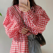 【動画あり】スリーブギャザーリボンギンガムチェックブラウス　２色展開 - select store mirror me【動画あり】スリーブギャザーリボンギンガムチェックブラウス　２色展開117570106mirror meselect store mirror me117570106チェリーレッド