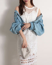 【殿堂入り】【動画あり】幾何学模様デザインミックスレースワンピース　２点セット - select store mirror me【殿堂入り】【動画あり】幾何学模様デザインミックスレースワンピース　２点セット123933511mirror meselect store mirror me123933511S