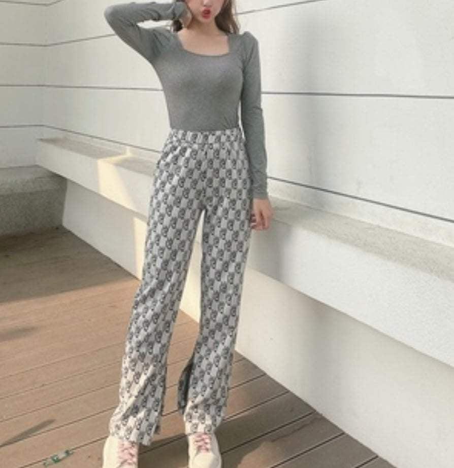 ロゴデザインスリットストレートパンツ　２色展開 - select store mirror meロゴデザインスリットストレートパンツ　２色展開124367626mirror meselect store mirror me124367626ホワイト XS