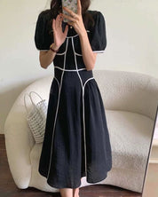 バイカラーラインパフスリーブワンピース　２色展開 - select store mirror meバイカラーラインパフスリーブワンピース　２色展開139310459mirror meselect store mirror me139310459ホワイト