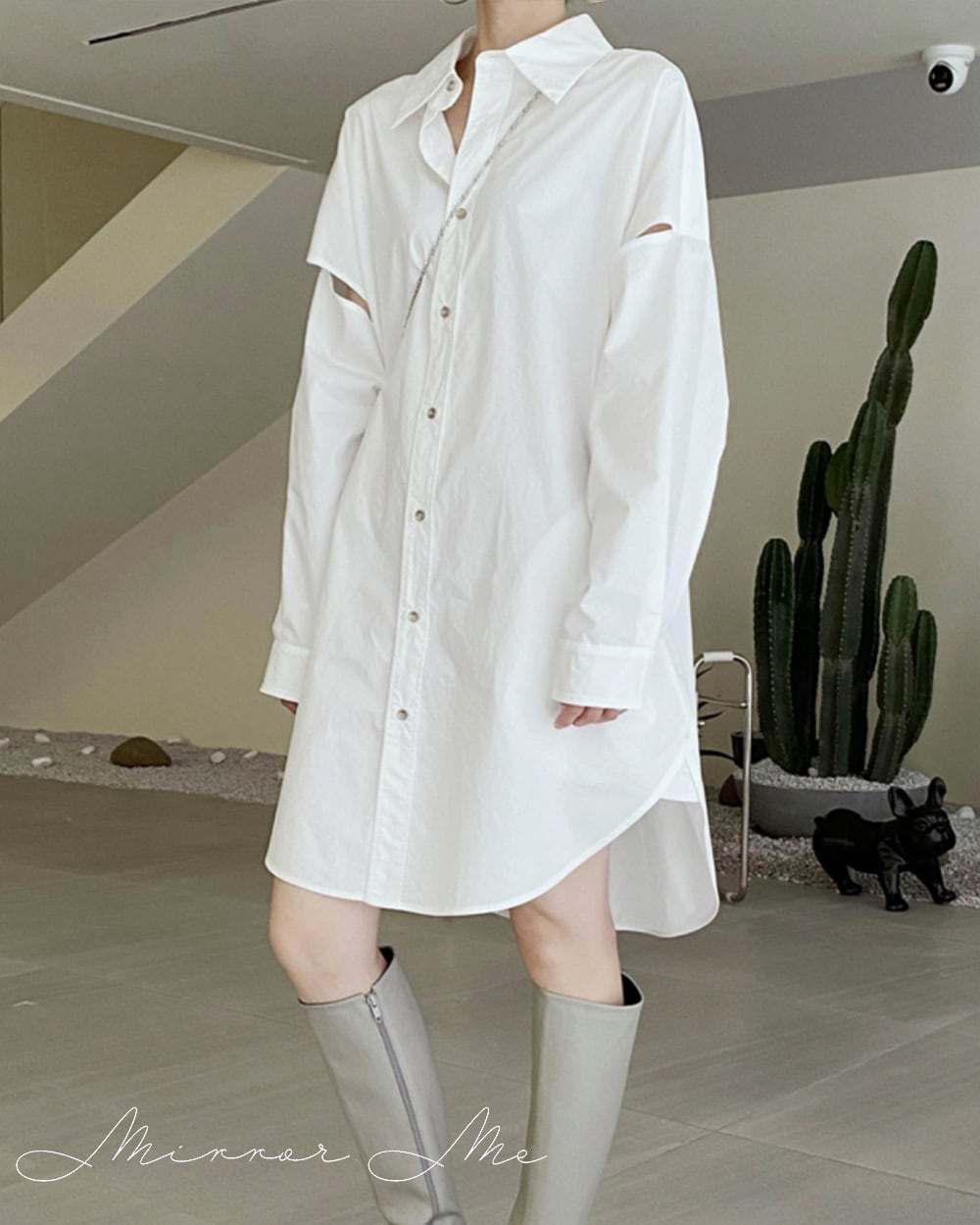 スリーブカットロングシャツ　２色展開 - select store mirror meスリーブカットロングシャツ　２色展開140560765mirror meselect store mirror me140560765ホワイト