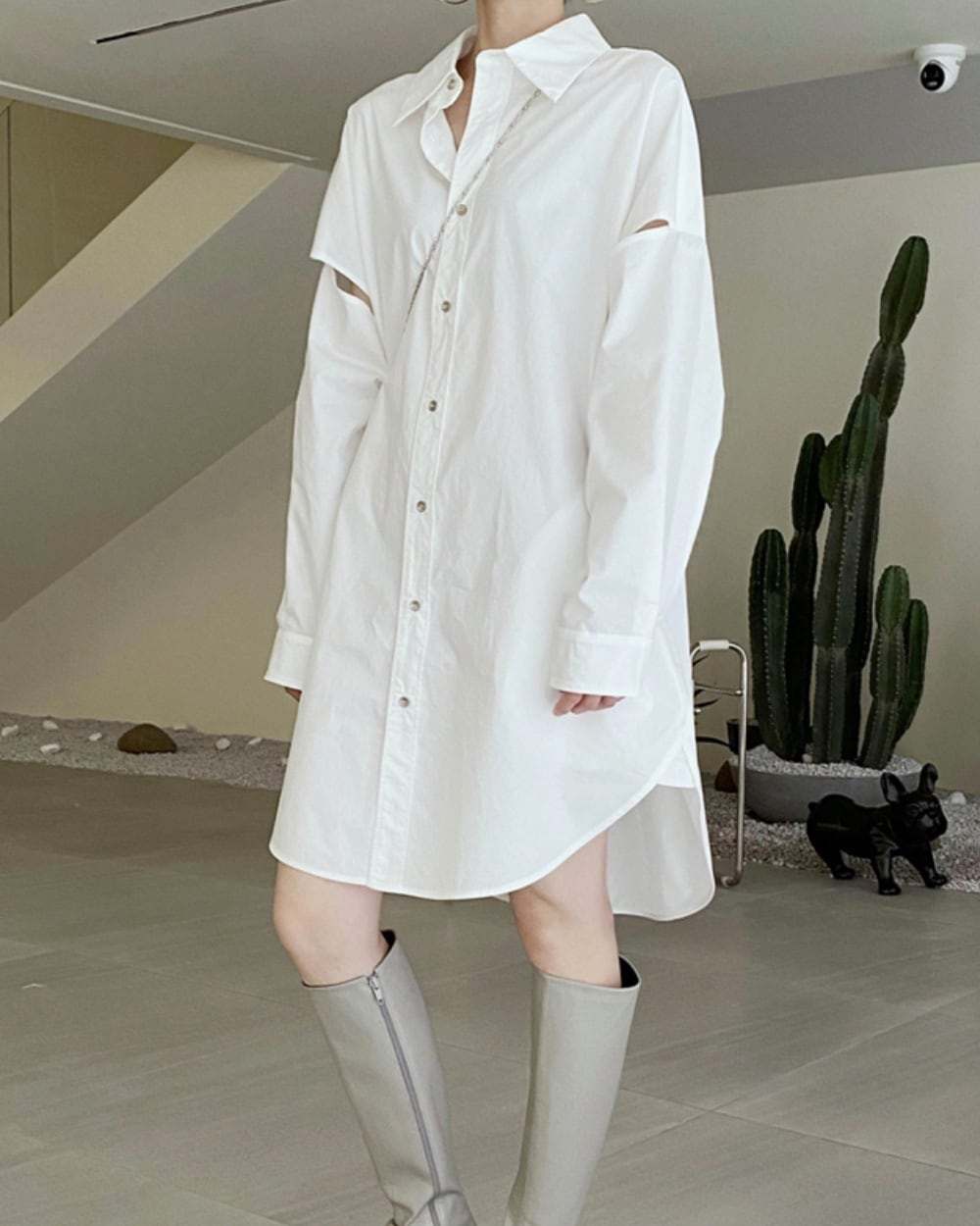 スリーブカットロングシャツ　２色展開 - select store mirror meスリーブカットロングシャツ　２色展開140560765mirror meselect store mirror me140560765ホワイト