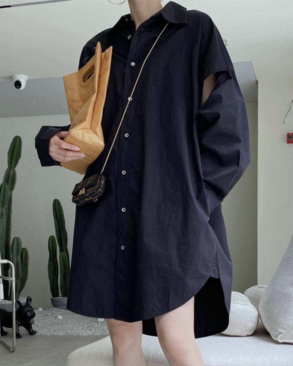 スリーブカットロングシャツ　２色展開 - select store mirror meスリーブカットロングシャツ　２色展開140560765mirror meselect store mirror me140560765ホワイト