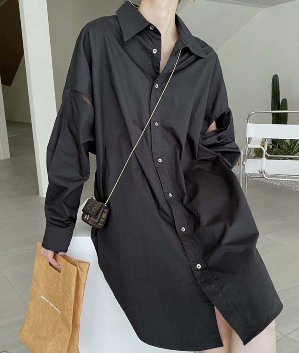 スリーブカットロングシャツ　２色展開 - select store mirror meスリーブカットロングシャツ　２色展開140560765mirror meselect store mirror me140560765ホワイト