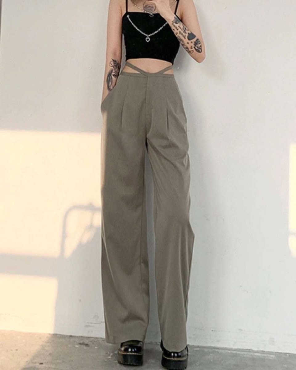 ウエストロングリボンハイウエストパンツ　２色展開 - select store mirror meウエストロングリボンハイウエストパンツ　２色展開141617171mirror meselect store mirror me141617171グレージュ S
