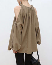カットショルダーギャザーネックトップス　２色展開 - select store mirror meカットショルダーギャザーネックトップス　２色展開142231309mirror meselect store mirror me142231309オリーブ S