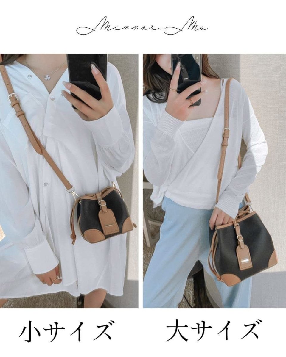 切り替えレザー巾着ショルダーバッグ　２色展開 - select store mirror me切り替えレザー巾着ショルダーバッグ　２色展開159790498mirror meselect store mirror me159790498ホワイト（小サイズ）