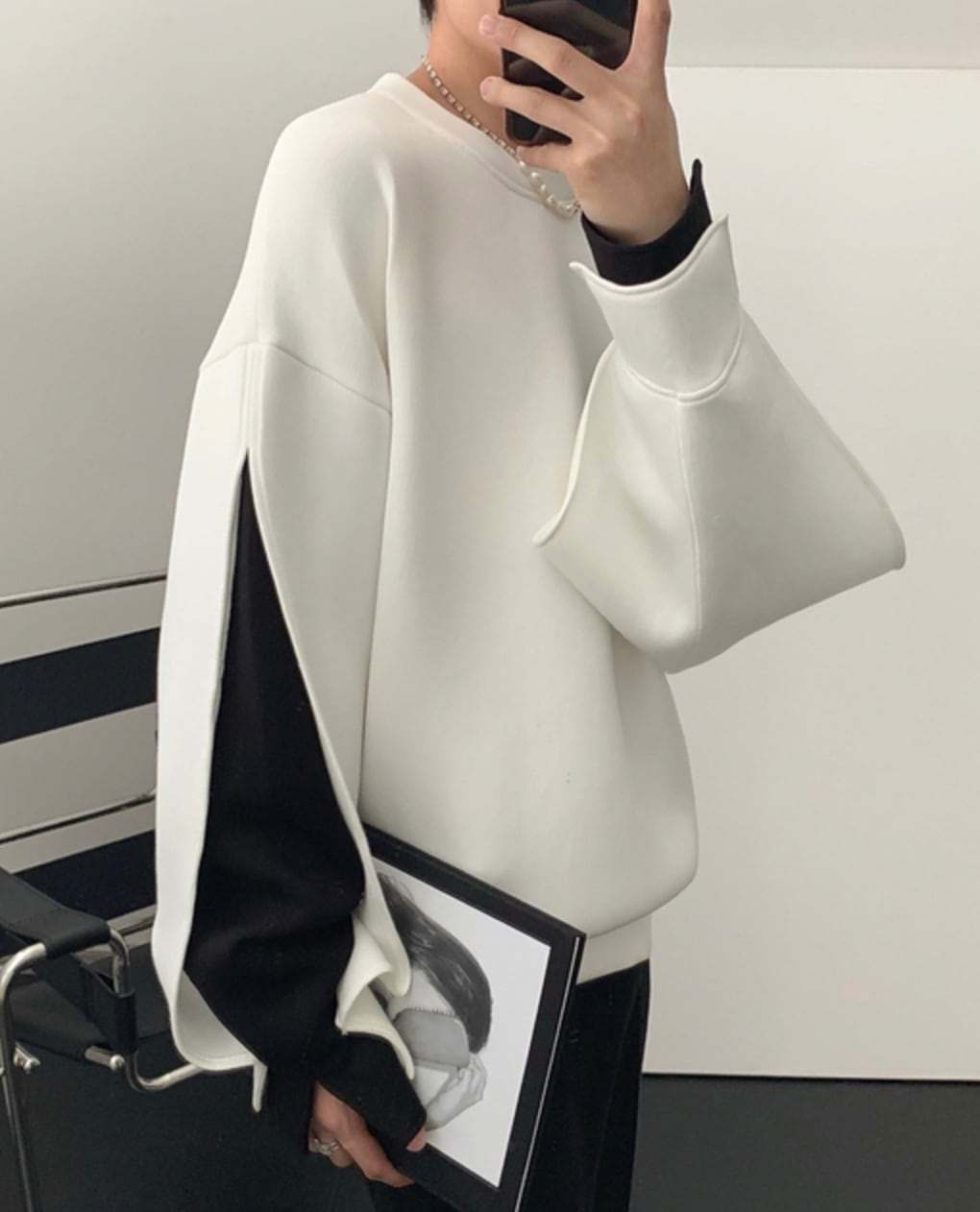 【動画あり】ダイバー素材デザインスリーブ上質ワイドトップス 　２色展開 - select store mirror me【動画あり】ダイバー素材デザインスリーブ上質ワイドトップス 　２色展開163142519mirror meselect store mirror me163142519ホワイトXS
