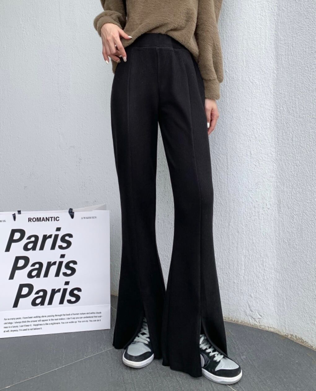 タックスリットハイウエストニットパンツ　２色展開 - select store mirror meタックスリットハイウエストニットパンツ　２色展開163466298mirror meselect store mirror me163466298グレー S