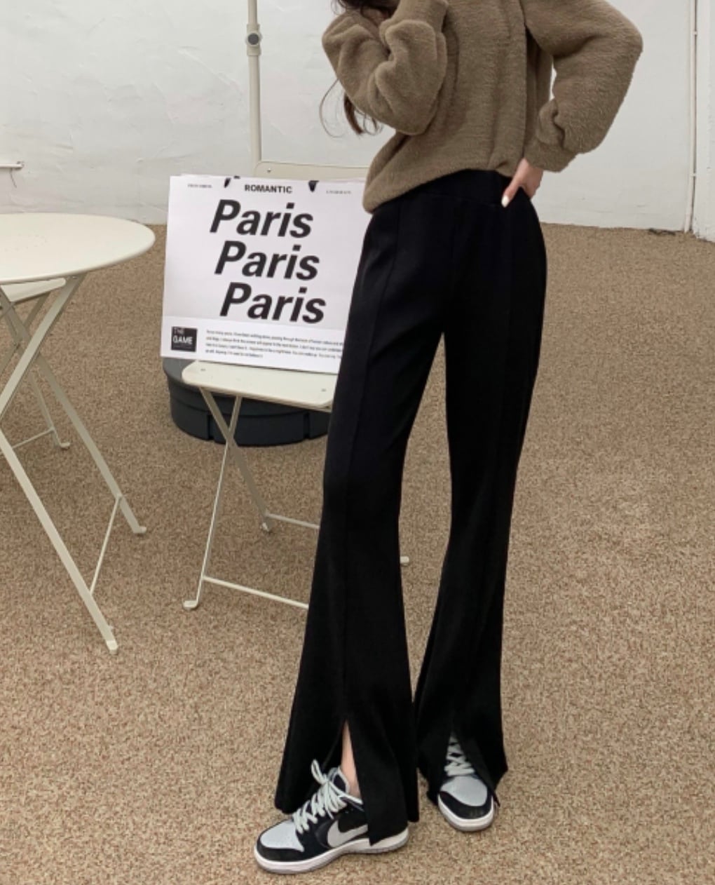タックスリットハイウエストニットパンツ　２色展開 - select store mirror meタックスリットハイウエストニットパンツ　２色展開163466298mirror meselect store mirror me163466298グレー S