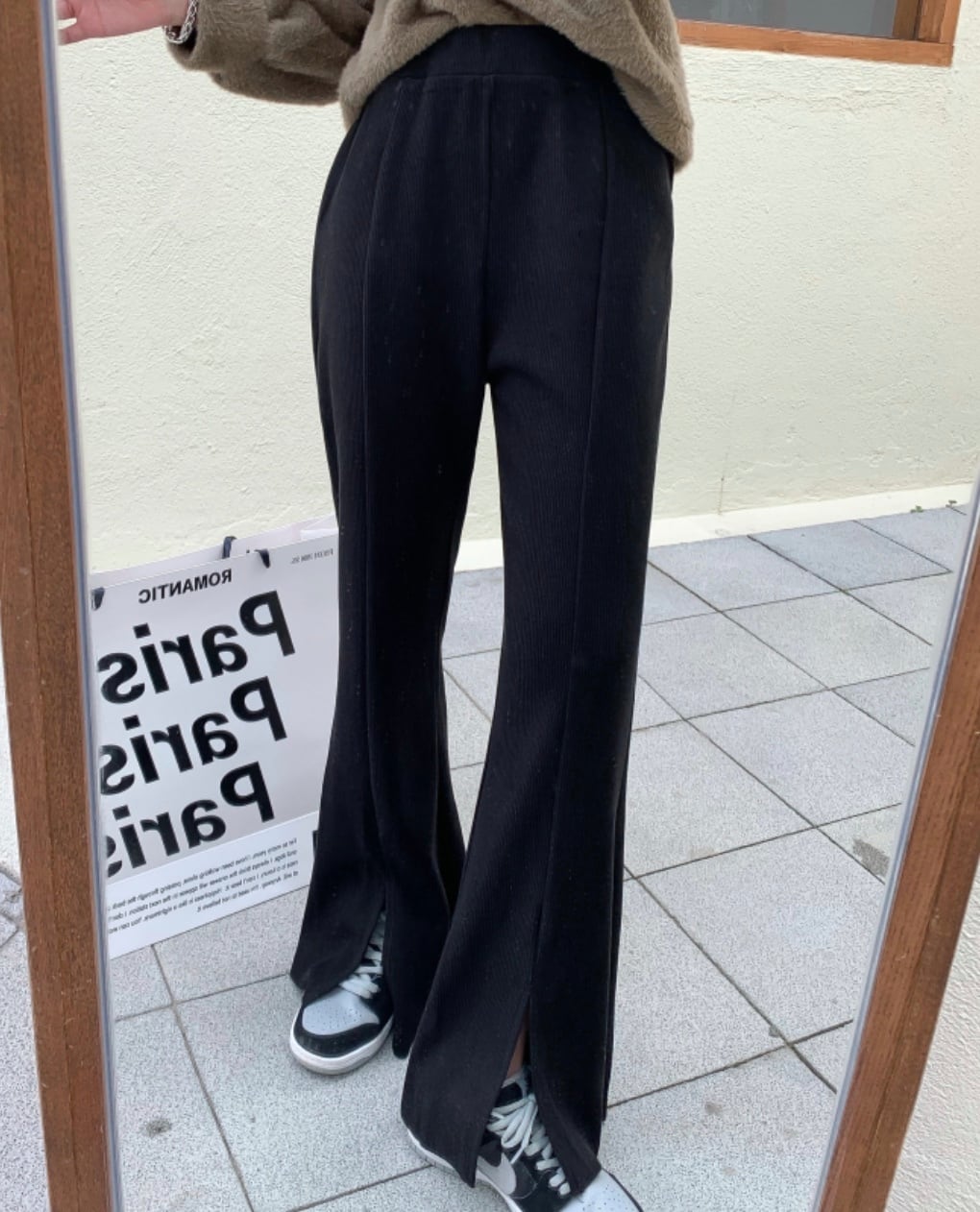 タックスリットハイウエストニットパンツ　２色展開 - select store mirror meタックスリットハイウエストニットパンツ　２色展開163466298mirror meselect store mirror me163466298グレー S