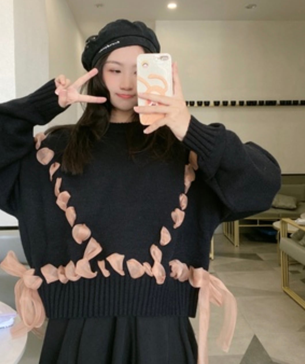 コントラスト編み込みリボンワイドショートニット　２色展開 - select store mirror meコントラスト編み込みリボンワイドショートニット　２色展開163660571mirror meselect store mirror me163660571グレー S