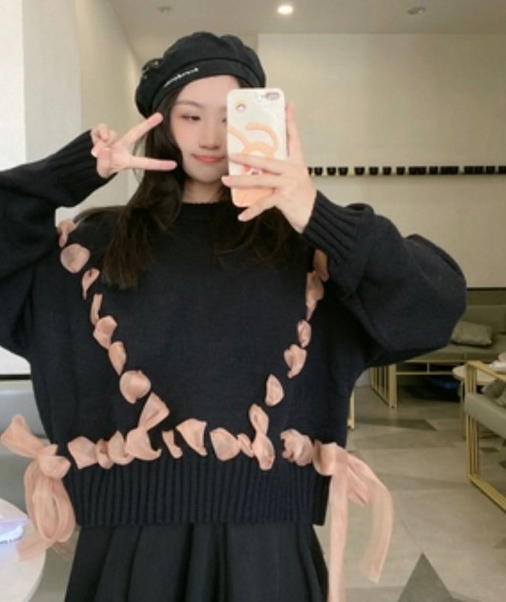 コントラスト編み込みリボンワイドショートニット　２色展開 - select store mirror meコントラスト編み込みリボンワイドショートニット　２色展開163660571mirror meselect store mirror me163660571グレー S