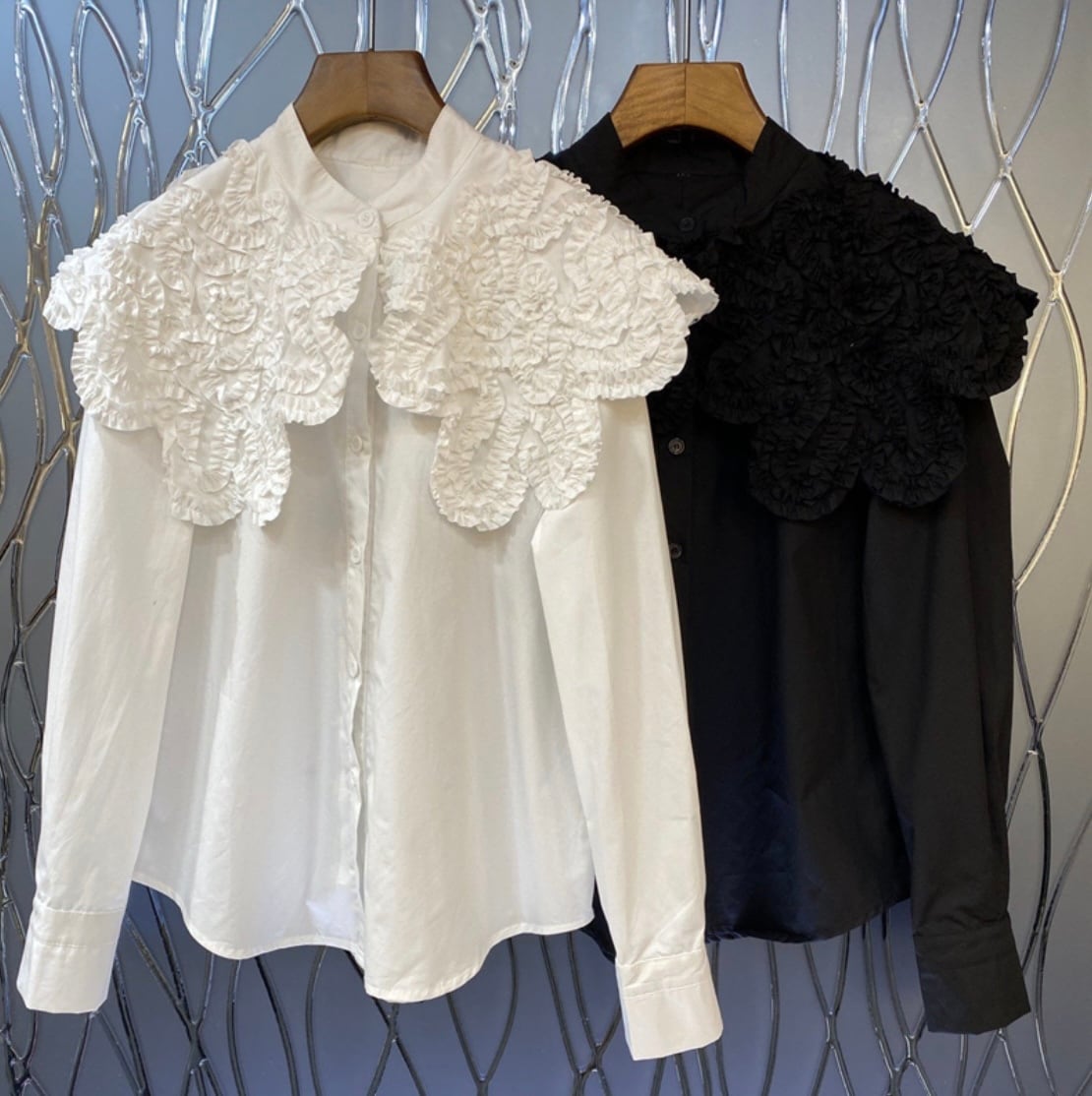 繊細デザインフリル襟ブラウス　２色展開 - select store mirror me繊細デザインフリル襟ブラウス　２色展開168751223mirror meselect store mirror me168751223S