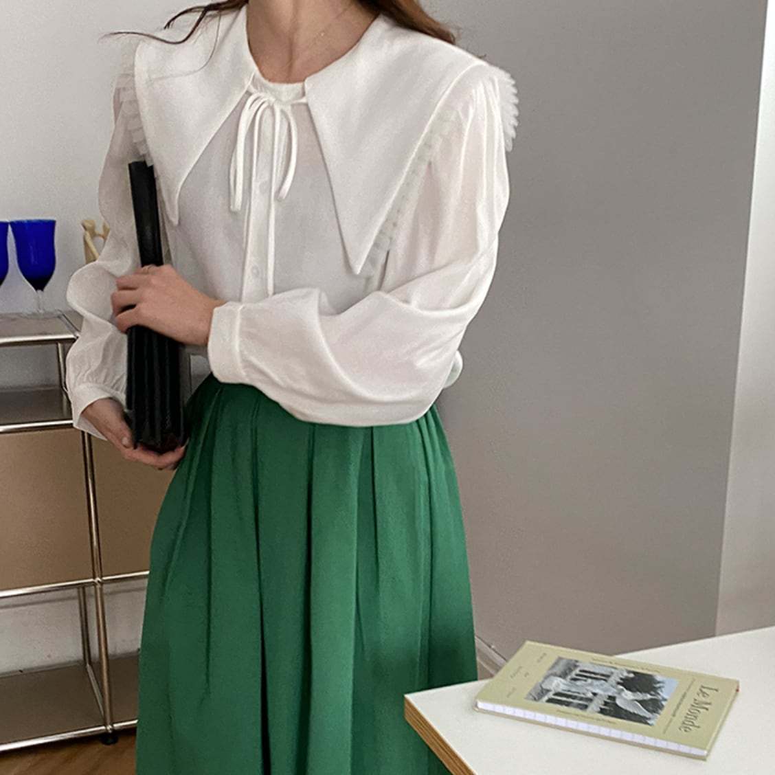 【動画あり】デザインカラーナチュラルブラウス　２色展開 - select store mirror me【動画あり】デザインカラーナチュラルブラウス　２色展開174658370mirror meselect store mirror me174658370ホワイト