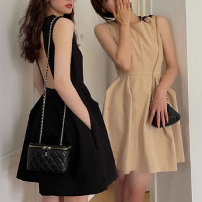 【動画あり】バックオープンフレアワンピース　２色展開 - select store mirror me【動画あり】バックオープンフレアワンピース　２色展開175868033mirror meselect store mirror me175868033ベージュS