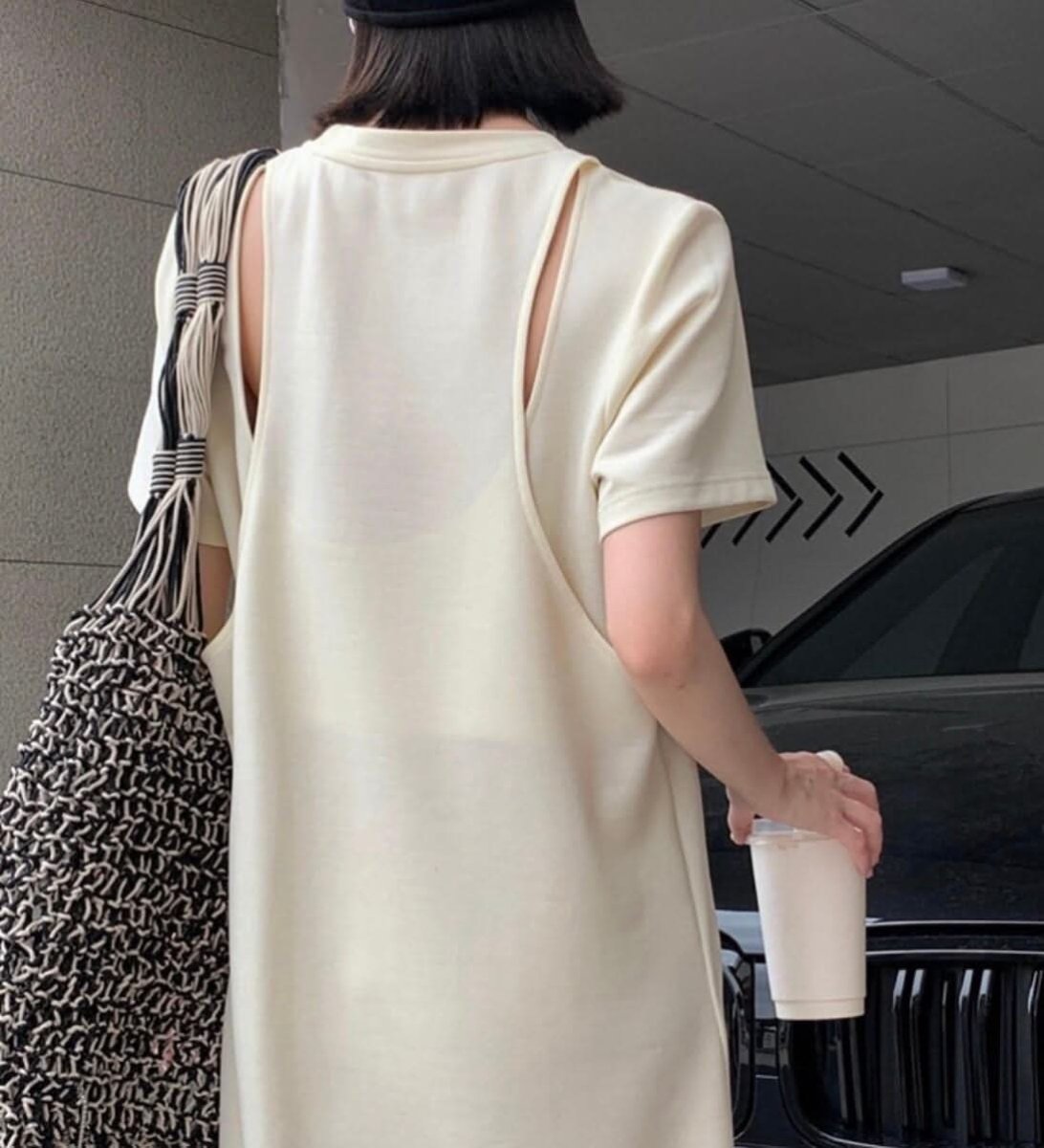 バックカットオープン半袖ワンピース　２色展開 - select store mirror meバックカットオープン半袖ワンピース　２色展開175895534mirror meselect store mirror me175895534アイボリーS