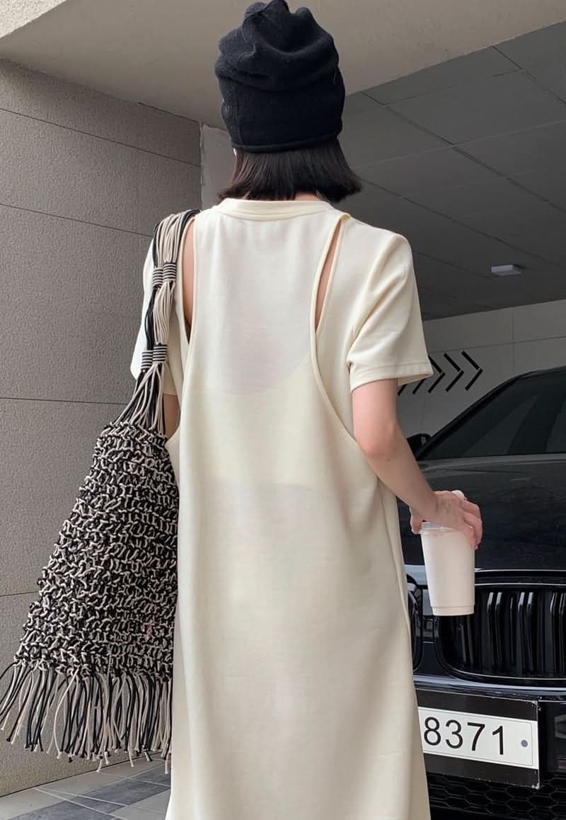 バックカットオープン半袖ワンピース　２色展開 - select store mirror meバックカットオープン半袖ワンピース　２色展開175895534mirror meselect store mirror me175895534アイボリーS