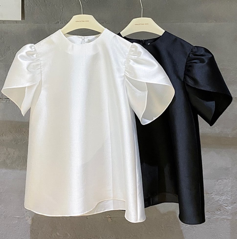パフスリーブ光沢トップス　２色展開 - select store mirror meパフスリーブ光沢トップス　２色展開176284043mirror meselect store mirror me176284043ホワイト