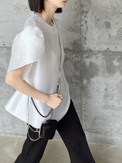 パフスリーブ光沢トップス　２色展開 - select store mirror meパフスリーブ光沢トップス　２色展開176284043mirror meselect store mirror me176284043ホワイト