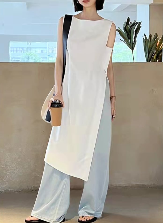 ワンショルダーカットロングトップス　２色展開 - select store mirror meワンショルダーカットロングトップス　２色展開176669138mirror meselect store mirror me176669138ホワイトS