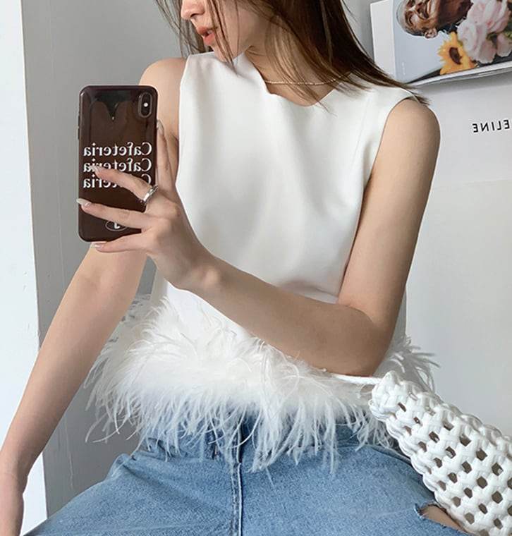 ＜インスタグラマー様ご愛用＞【動画あり】フェザーノースリーブトップス　 ２色展開 - select store mirror me＜インスタグラマー様ご愛用＞【動画あり】フェザーノースリーブトップス　 ２色展開177960935mirror meselect store mirror me177960935ホワイトS
