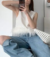 ＜インスタグラマー様ご愛用＞【動画あり】フェザーノースリーブトップス　 ２色展開 - select store mirror me＜インスタグラマー様ご愛用＞【動画あり】フェザーノースリーブトップス　 ２色展開177960935mirror meselect store mirror me177960935ホワイトS