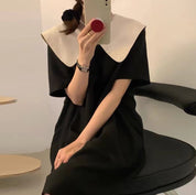 バックリボンバイカラーサックワンピース　２色展開 - select store mirror meバックリボンバイカラーサックワンピース　２色展開178904186mirror meselect store mirror me178904186ホワイト（襟はブラック）