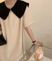 バックリボンバイカラーサックワンピース　２色展開 - select store mirror meバックリボンバイカラーサックワンピース　２色展開178904186mirror meselect store mirror me178904186ホワイト（襟はブラック）