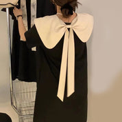 バックリボンバイカラーサックワンピース　２色展開 - select store mirror meバックリボンバイカラーサックワンピース　２色展開178904186mirror meselect store mirror me178904186ホワイト（襟はブラック）