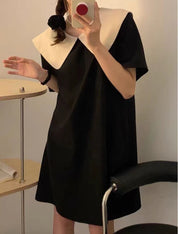 バックリボンバイカラーサックワンピース　２色展開 - select store mirror meバックリボンバイカラーサックワンピース　２色展開178904186mirror meselect store mirror me178904186ホワイト（襟はブラック）