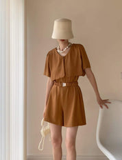 【動画あり】デザインカラー半袖ロンパース　２色展開 - select store mirror me【動画あり】デザインカラー半袖ロンパース　２色展開179961850mirror meselect store mirror me179961850キャメルM