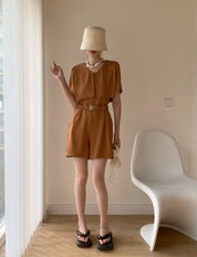 【動画あり】デザインカラー半袖ロンパース　２色展開 - select store mirror me【動画あり】デザインカラー半袖ロンパース　２色展開179961850mirror meselect store mirror me179961850キャメルM