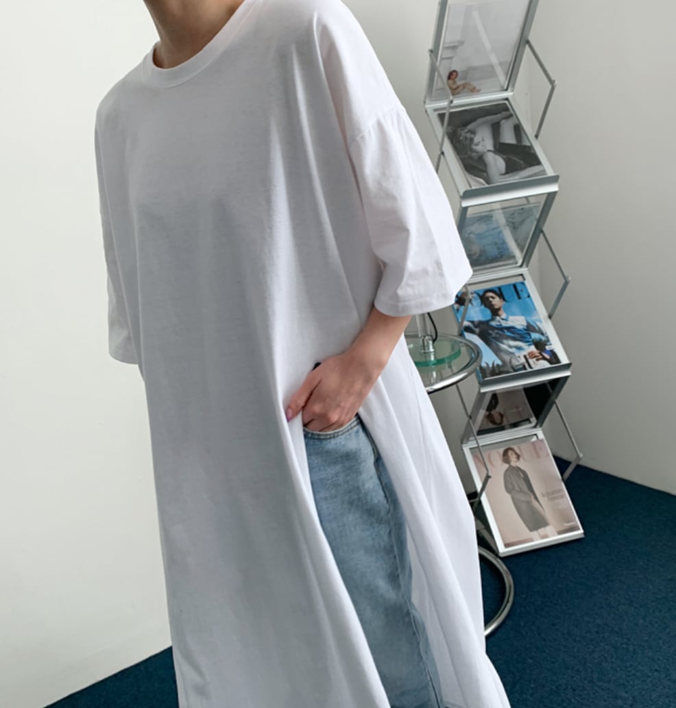 ビッグスリットロングシャツトップス　２色展開 - select store mirror meビッグスリットロングシャツトップス　２色展開182949069mirror meselect store mirror me182949069ホワイトS