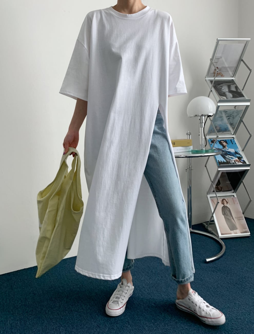 ビッグスリットロングシャツトップス　２色展開 - select store mirror meビッグスリットロングシャツトップス　２色展開182949069mirror meselect store mirror me182949069ホワイトS