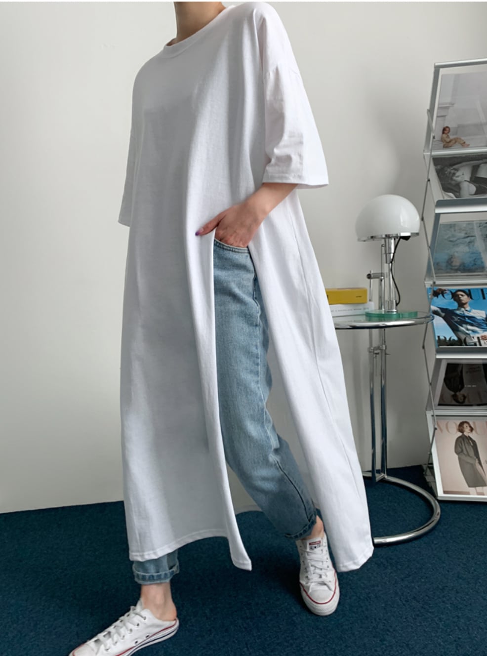 ビッグスリットロングシャツトップス　２色展開 - select store mirror meビッグスリットロングシャツトップス　２色展開182949069mirror meselect store mirror me182949069ホワイトS