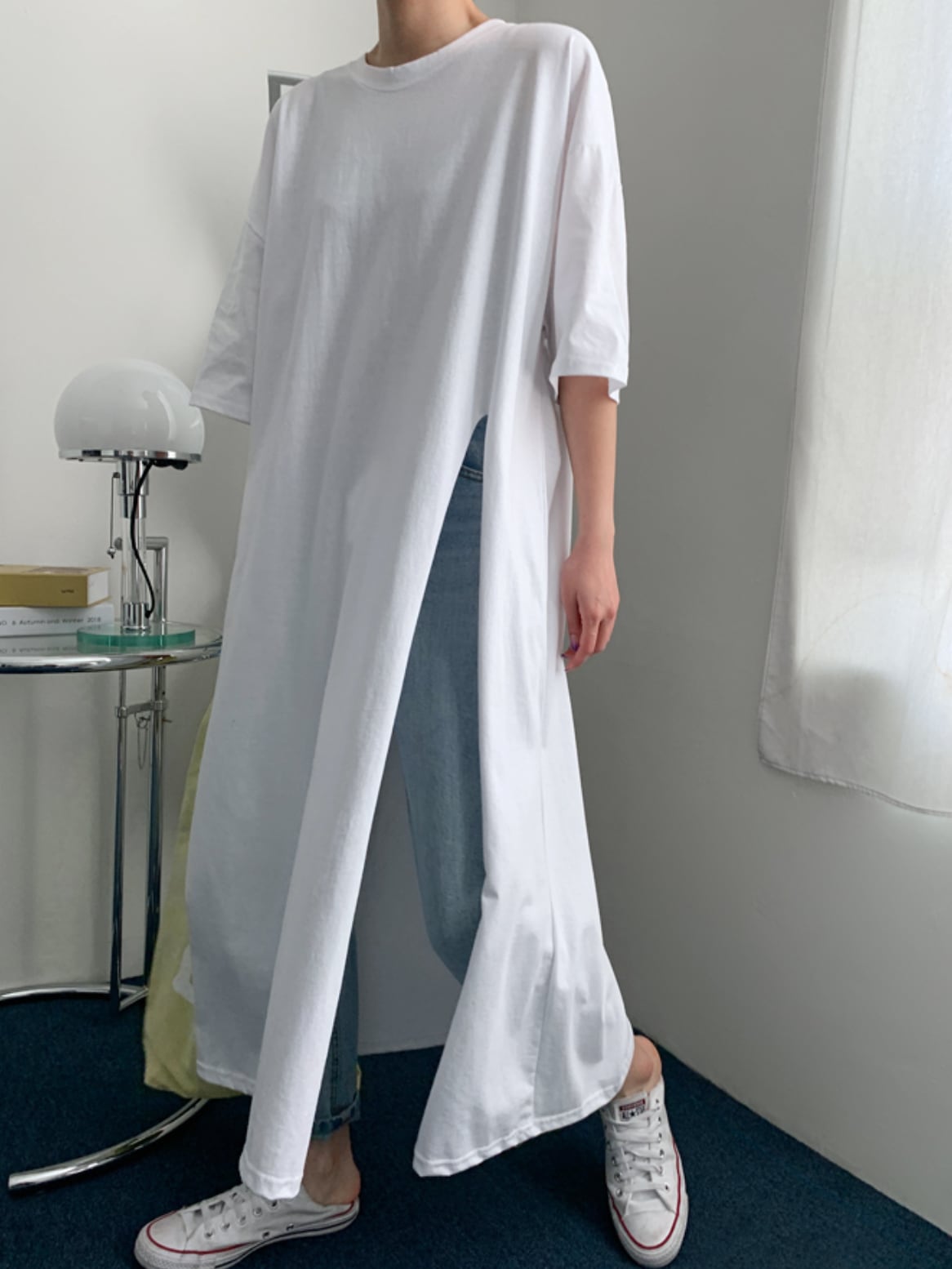 ビッグスリットロングシャツトップス　２色展開 - select store mirror meビッグスリットロングシャツトップス　２色展開182949069mirror meselect store mirror me182949069ホワイトS