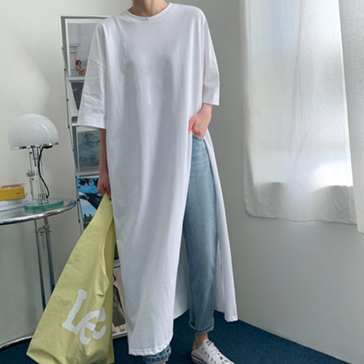 ビッグスリットロングシャツトップス　２色展開 - select store mirror meビッグスリットロングシャツトップス　２色展開182949069mirror meselect store mirror me182949069ホワイトS