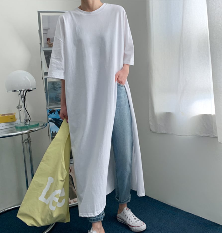 ビッグスリットロングシャツトップス　２色展開 - select store mirror meビッグスリットロングシャツトップス　２色展開182949069mirror meselect store mirror me182949069ホワイトS