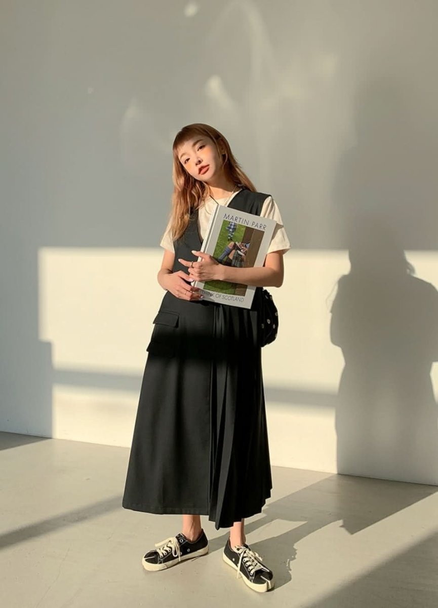 ベスト風サイドプリーツワンピース　２色展開 - select store mirror meベスト風サイドプリーツワンピース　２色展開185584752mirror meselect store mirror me185584752ベージュS