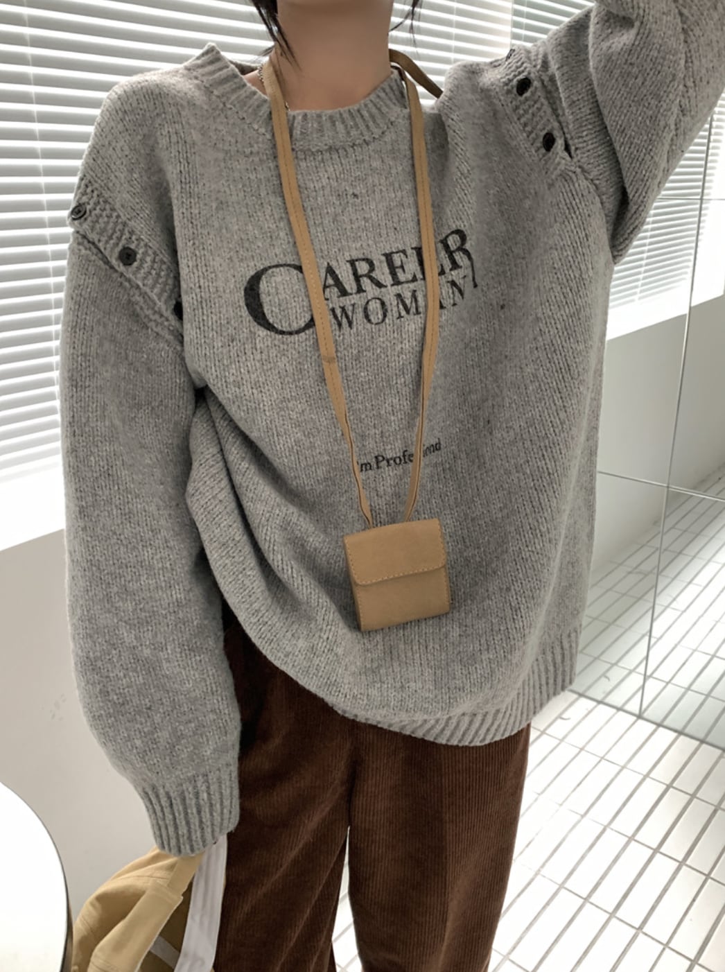 カットショルダーロゴニットトップス　２色展開 - select store mirror meカットショルダーロゴニットトップス　２色展開186797169mirror meselect store mirror me186797169グレーS