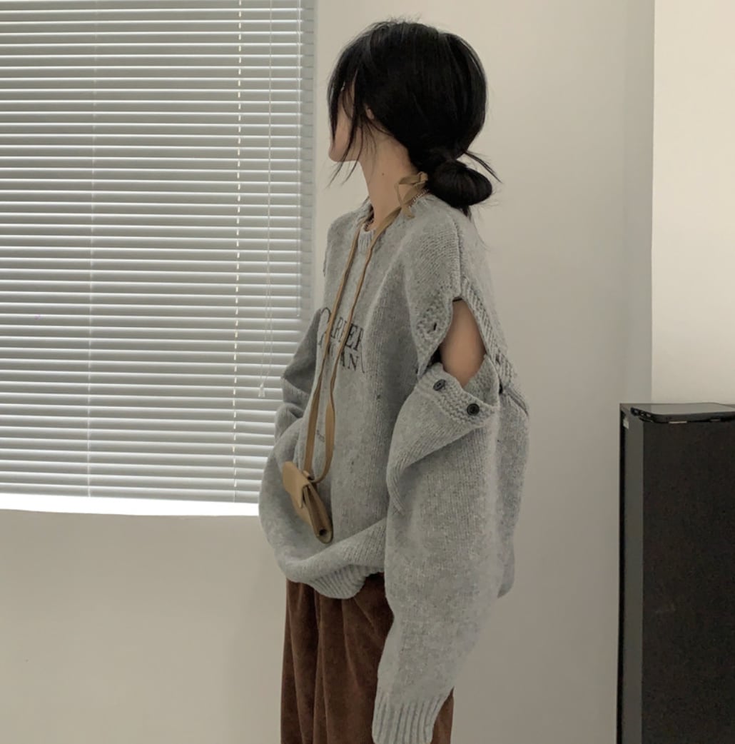 カットショルダーロゴニットトップス　２色展開 - select store mirror meカットショルダーロゴニットトップス　２色展開186797169mirror meselect store mirror me186797169グレーS