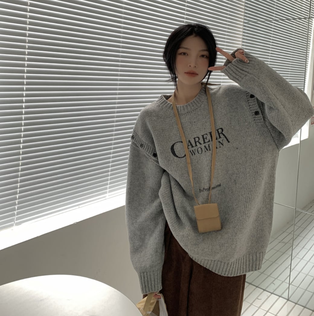 カットショルダーロゴニットトップス　２色展開 - select store mirror meカットショルダーロゴニットトップス　２色展開186797169mirror meselect store mirror me186797169グレーS