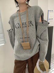 カットショルダーロゴニットトップス　２色展開 - select store mirror meカットショルダーロゴニットトップス　２色展開186797169mirror meselect store mirror me186797169グレーS