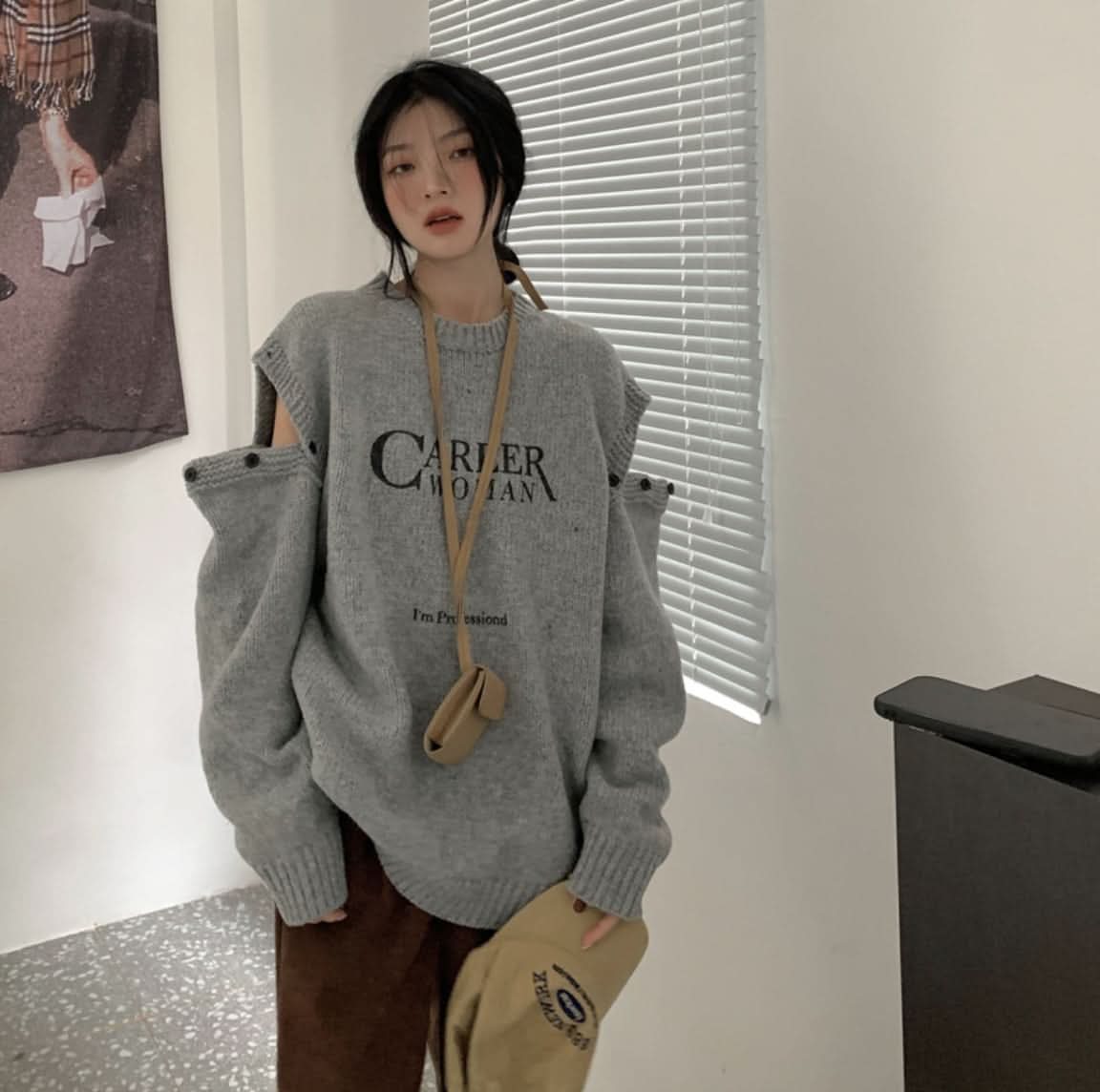 カットショルダーロゴニットトップス　２色展開 - select store mirror meカットショルダーロゴニットトップス　２色展開186797169mirror meselect store mirror me186797169グレーS