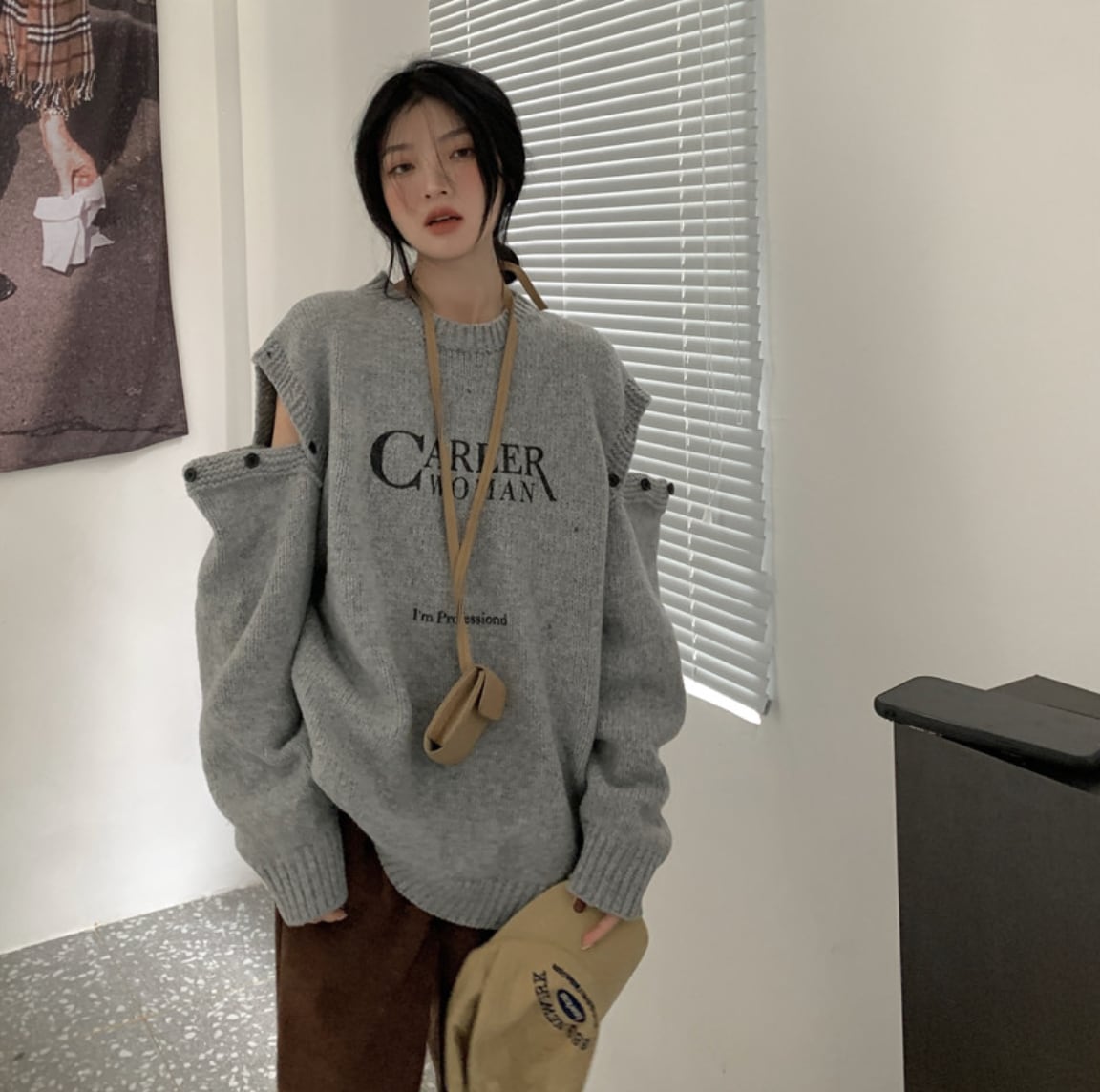 カットショルダーロゴニットトップス　２色展開 - select store mirror meカットショルダーロゴニットトップス　２色展開186797169mirror meselect store mirror me186797169グレーS