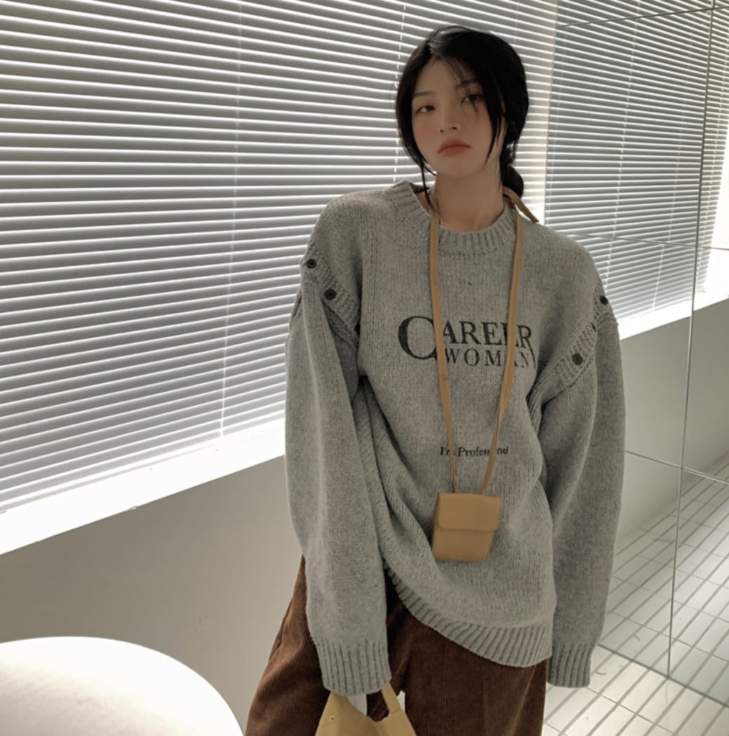 カットショルダーロゴニットトップス　２色展開 - select store mirror meカットショルダーロゴニットトップス　２色展開186797169mirror meselect store mirror me186797169グレーS