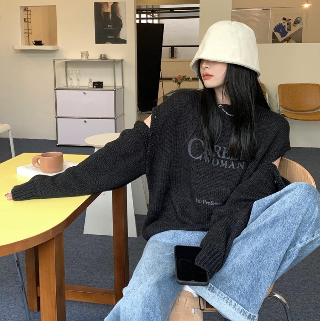 カットショルダーロゴニットトップス　２色展開 - select store mirror meカットショルダーロゴニットトップス　２色展開186797169mirror meselect store mirror me186797169グレーS