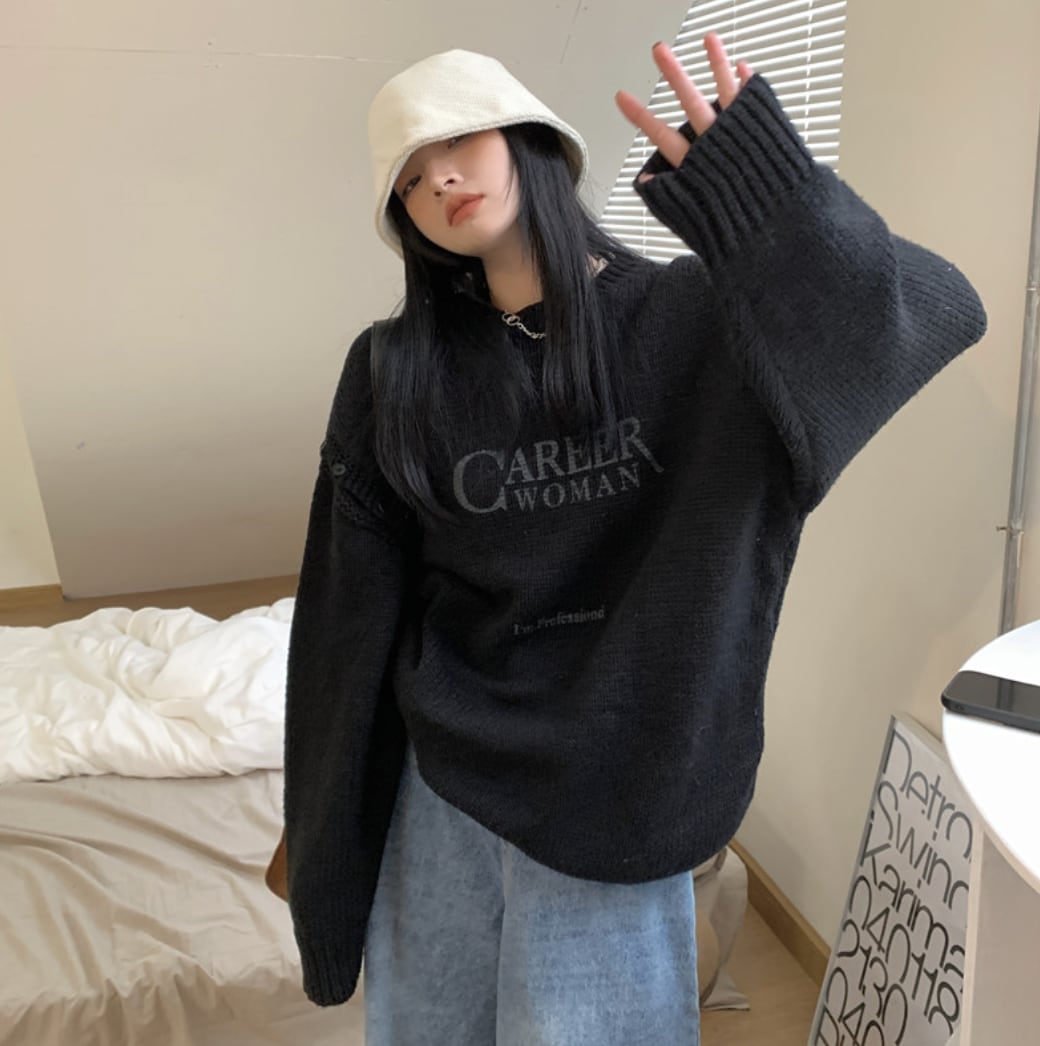 カットショルダーロゴニットトップス　２色展開 - select store mirror meカットショルダーロゴニットトップス　２色展開186797169mirror meselect store mirror me186797169グレーS