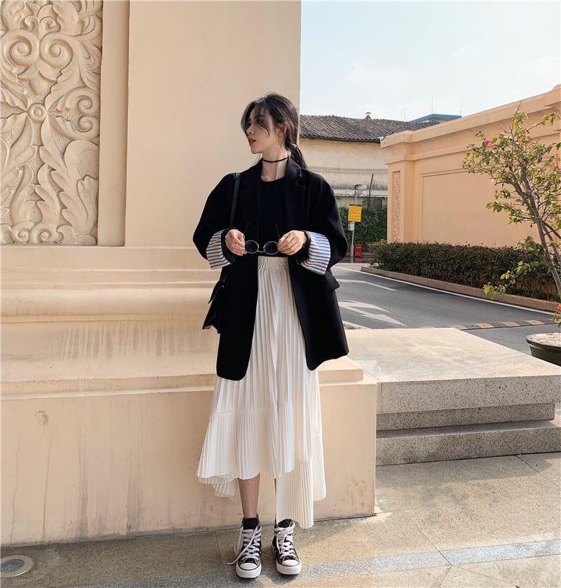 アシンメトリープリーツロングスカート　２色展開 - select store mirror meアシンメトリープリーツロングスカート　２色展開187757457mirror meselect store mirror me187757457ホワイトS